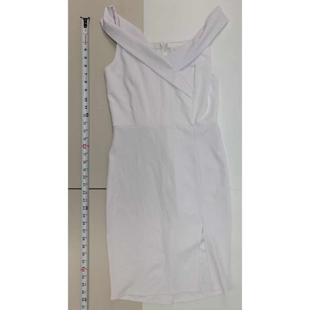 La Scala White Off the Shoulder Side Slit Cocktail Mini Dress Size L Grande